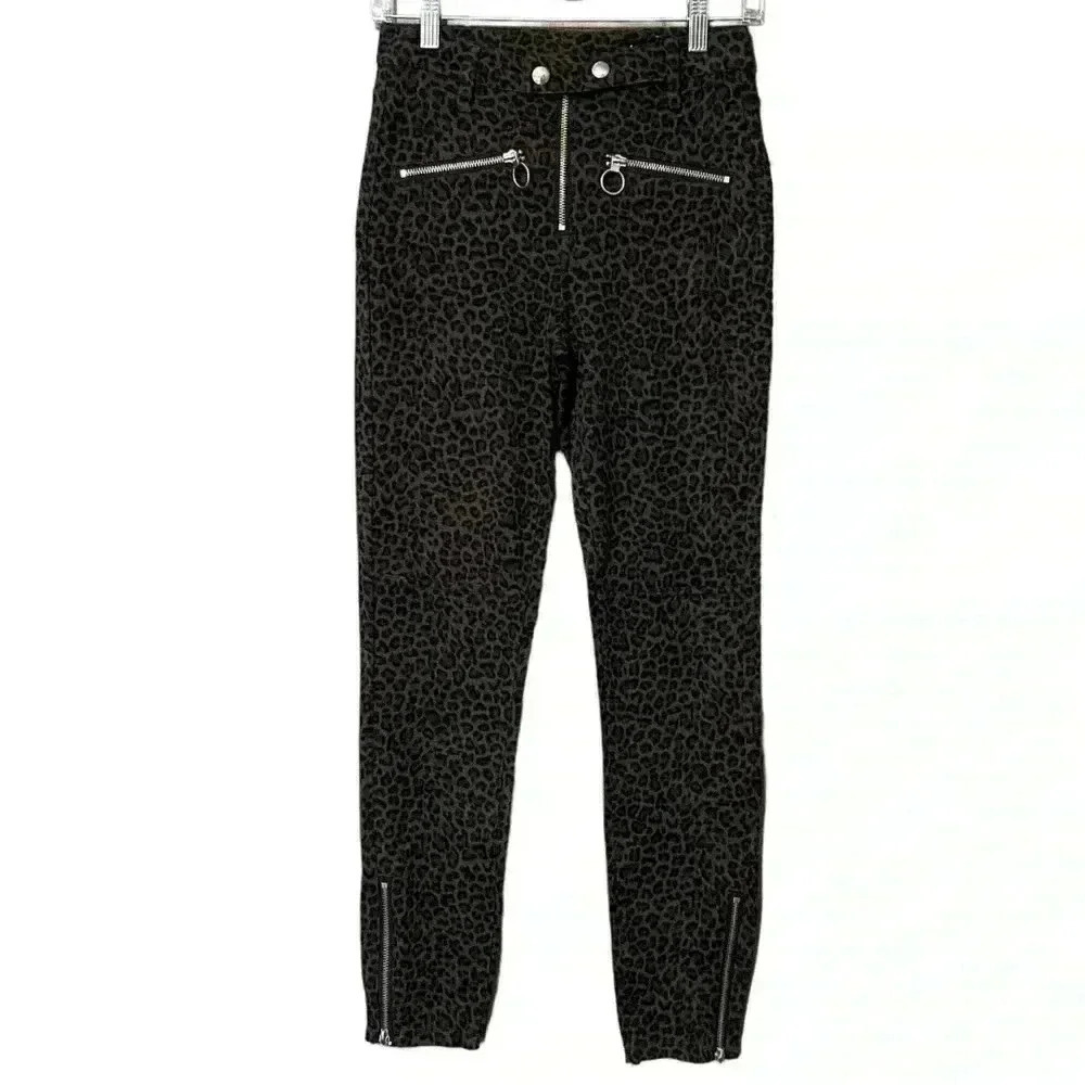 BLANKNYC Leopard Print Moto Skinny Pants 27 Biker Mob Wife NWT - Picture 3 of 11